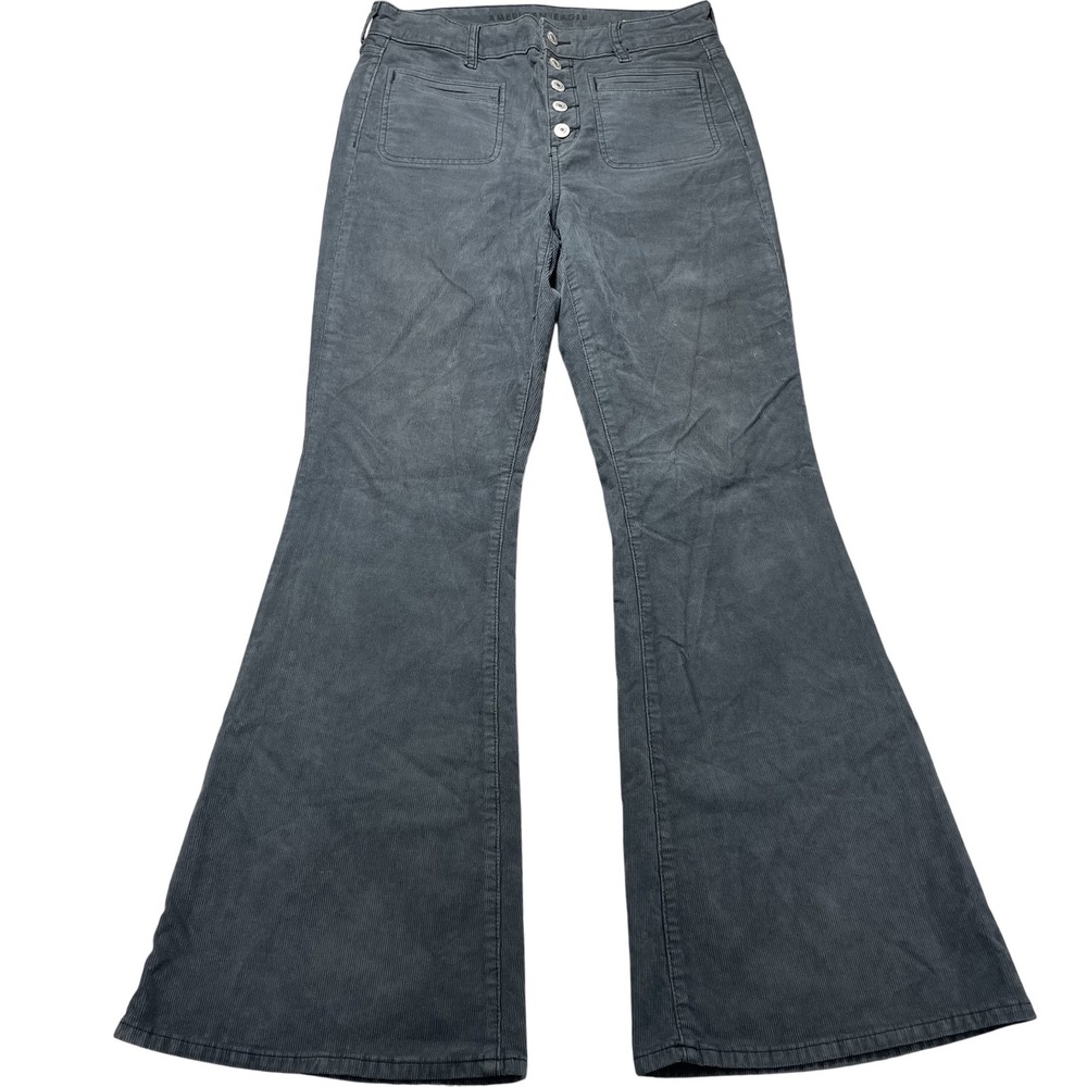 American Eagle Outfitters Pants Womens 8 Gray Super Hi Rise Flare Corduroy 31x31